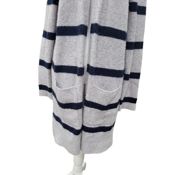 Madewell Kent Long Line Striped‎ Wool Alpaca Blend Cardigan Grey Blue Size XS - Picture 3 of 10
